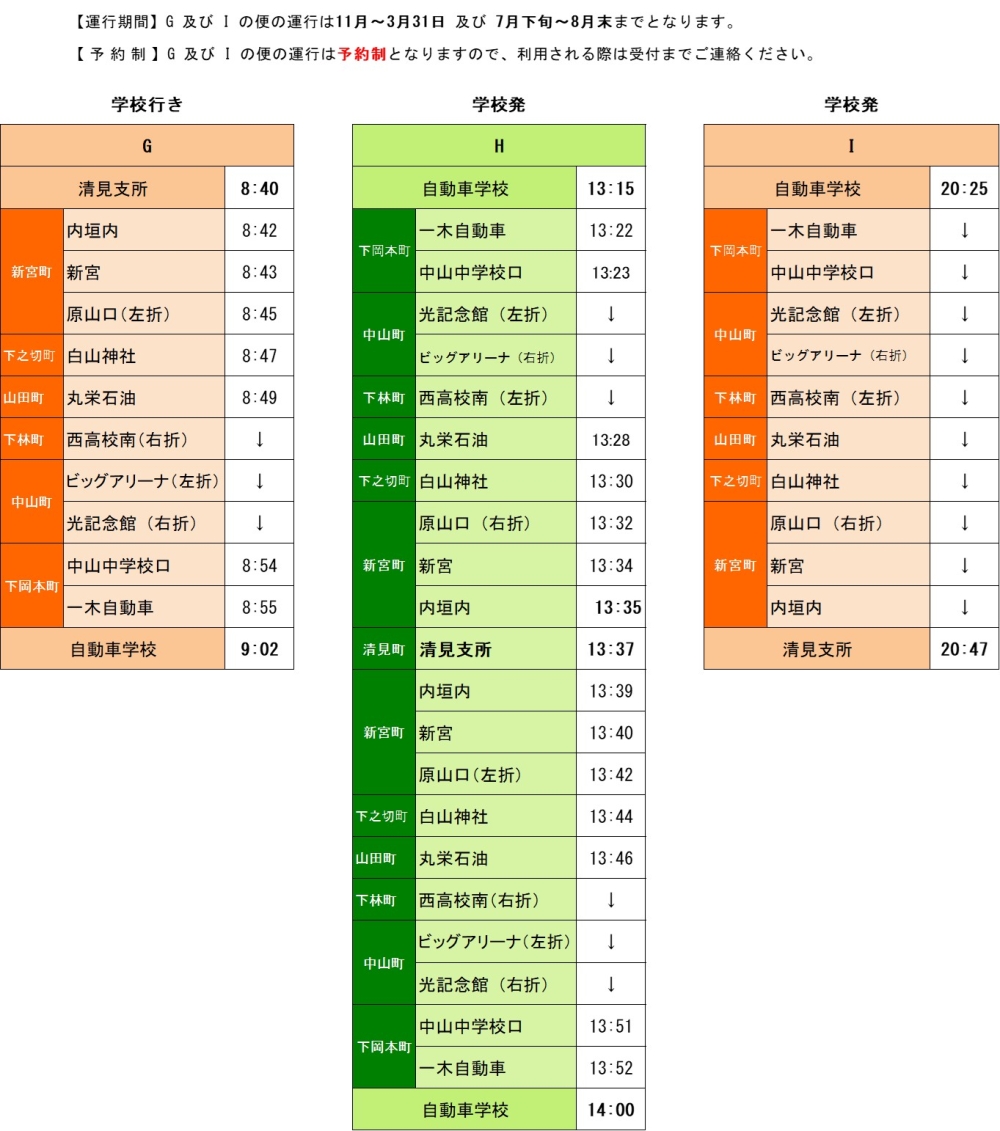 清見線時刻表